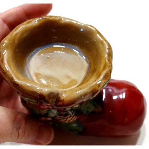 Kirkland's Ceramic Santa Boot Tea Light Holder Christmas Pine Cones Leaves Red - Picture 2 of 6